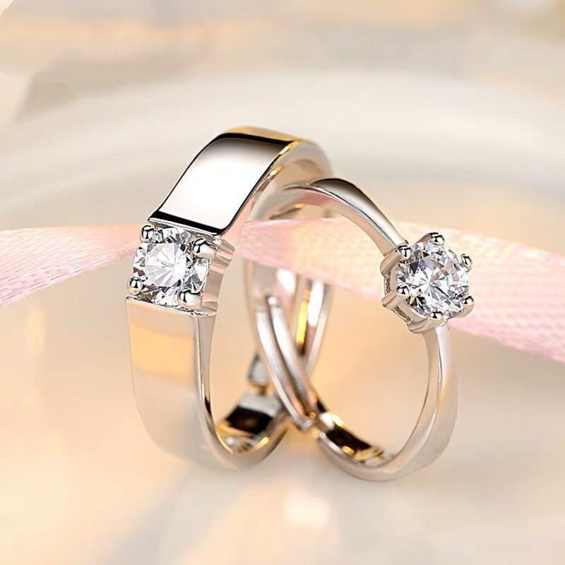 925 Sterling Silver Plated Platinum Promise/Wedding/Engagement Couple Ring